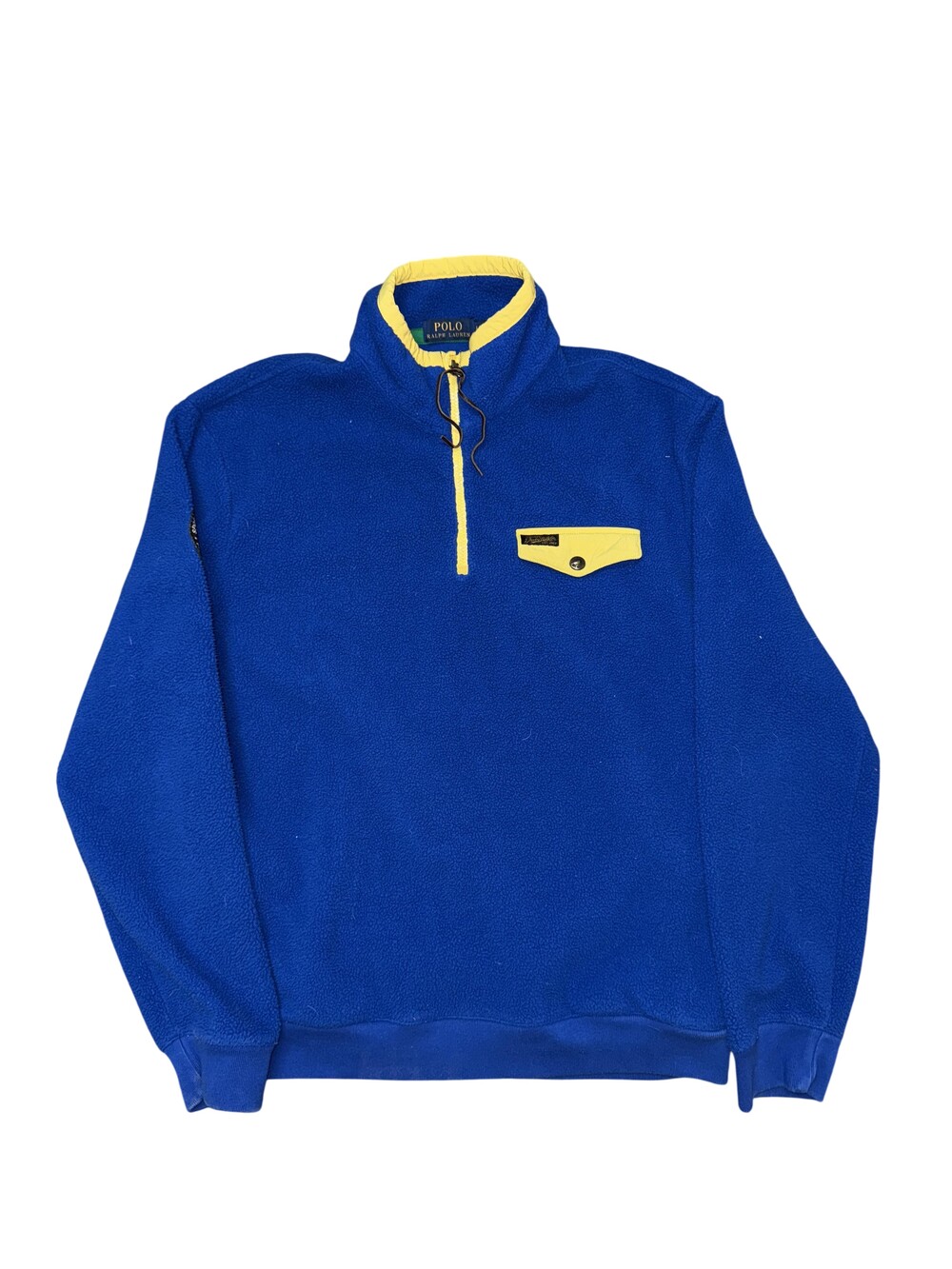 Polo Ralph Lauren Fleece Sweatshirt Mens Large Blue 1/4 Zip Sportsmen Patch